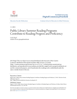 Public Library Summer Reading Programs Contribute to Reading
