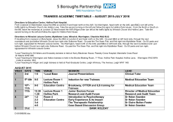 Trainees Timetable for Protected Learning