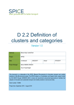 D 2.2 Definition of clusters and categories