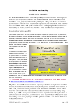 ISO 26000 applicability - ISO 26000, an estimation