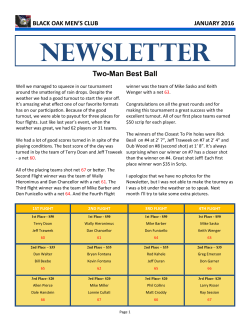 newsletter - Black Oak Golf Course