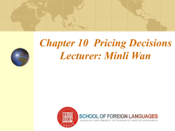Chapter 10 Pricing Decisions Lecturer