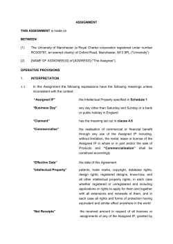 ASSIGNMENT THIS ASSIGNMENT is made on BETWEEN (1) The