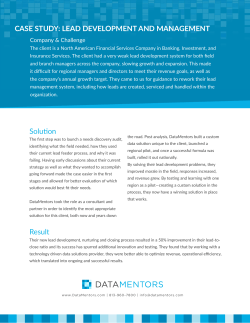 CASE STUDY: LEAD DEVELOPMENT AND MANAGEMENT