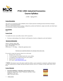 PTAC 1350: Industrial Economics Course Syllabus