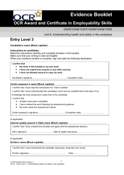 Evidence Booklet OCR Award and Certificate in Employability Skills