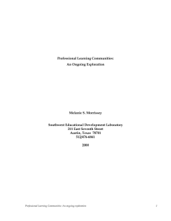 Professional Learning Communities: An Ongoing Exploration