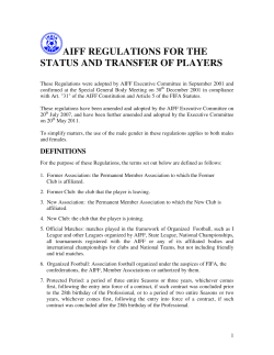 aiff regulations for the status and transfer of players