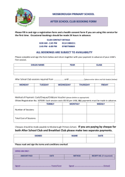 Booking Form and Terms and Conditions