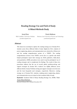 Reading Strategy Use and Field of Study: A Mixed