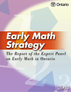 Early Math Strategy - Ministry of Education