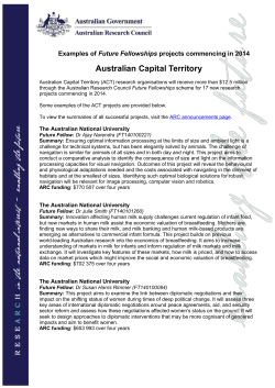 Examples of Future Fellowships projects commencing in 2014