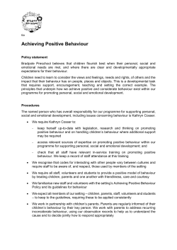 Achieving Positive Behaviour - Bradpole Pre