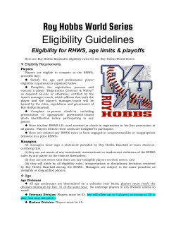 Player Eligibility - Roy Hobbs Baseball