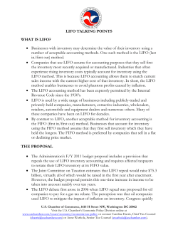 LIFO TALKING POINTS WHAT IS LIFO?