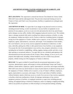 ASSUMPTION OF RISK, WAIVER AND