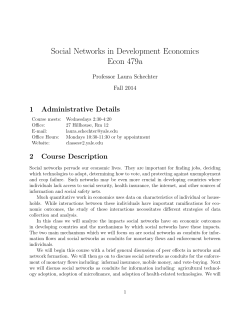 Social Networks in Development Economics Econ 479a