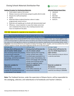 Closing Schools Materials Distribution Plan