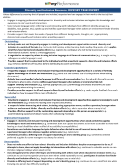 Diversity and Inclusion Resource: SUPPORT TASK EXPERT