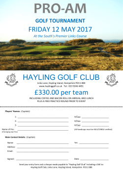 HAYLING GOLF CLUB &pound;330.00 per team FRIDAY 12