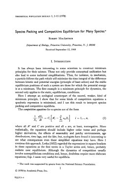 Species packing and competitive equilibrium for many species