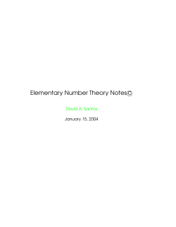 Elementary Number Theory Notes c