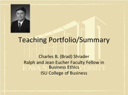 Teaching Portfolio and Summary - College of Business | Iowa State