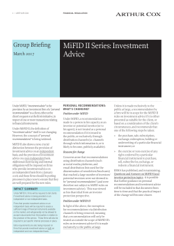 MiFID II Series: Investment Advice