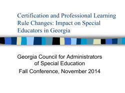 Certification and Professional Learning Rule Changes: Impact on