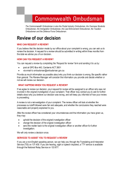 Review of our decision - Commonwealth Ombudsman