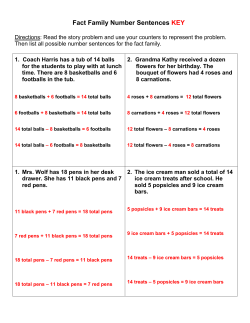 Fact Family Number Sentences KEY