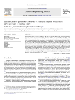 Equilibrium two-parameter isotherms of acid dyes