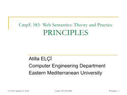 Semantic Web- Principles - Eastern Mediterranean University