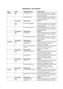 Homework - Core Science B1 B2 C1 C2 C3 P1 P2