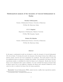 Mathematical analysis of the dynamics of visceral leishmaniasis in