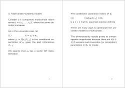 3. Multivariate Volatility models Consider a k component multivariate