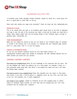 FACEBOOK SUCCESS TIPS A successful social media campaign