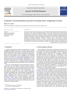 Corporate environmentalism pursuit by foreign firms competing in