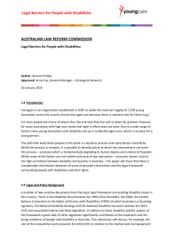 Legal Barriers for People with Disabilities AUSTRALIAN LAW