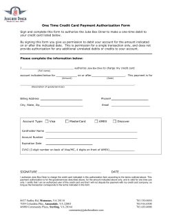 One Time Credit Card Payment Authorization Form