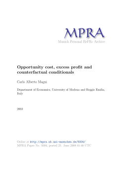 Opportunity cost, excess profit and counterfactual conditionals
