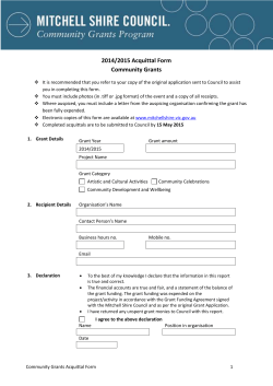Community Grants Acquittal Form
