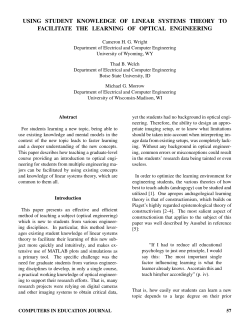 using student knowledge of linear systems theory to facilitate the