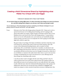 Creating a Multi Dimensional Brand by Highlighting what