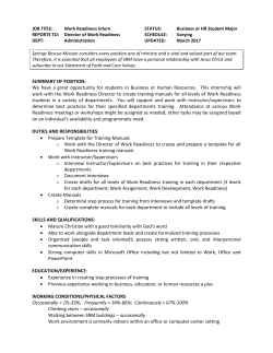 SUMMARY OF POSITION: We have a great opportunity for students