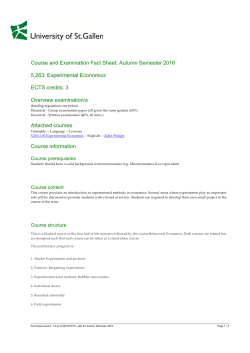 Merkblatt 5,263 Experimental Economics, Autumn Semester 2016