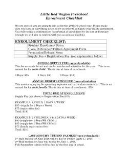 Little Red Wagon Preschool Tuition Schedule 2015/16
