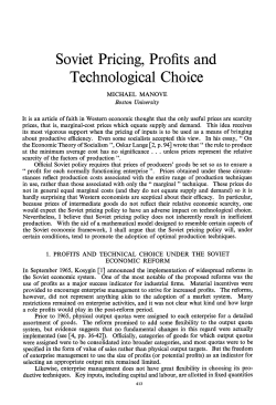 Soviet Pricing, Profits and Technological Choice - Site BU
