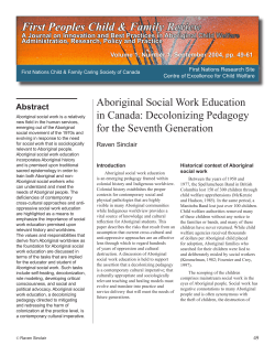 Aboriginal Social Work Education in Canada: Decolonizing