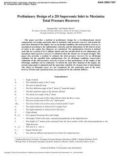 Preliminary Design of a 2D Supersonic Inlet to Maximize Total